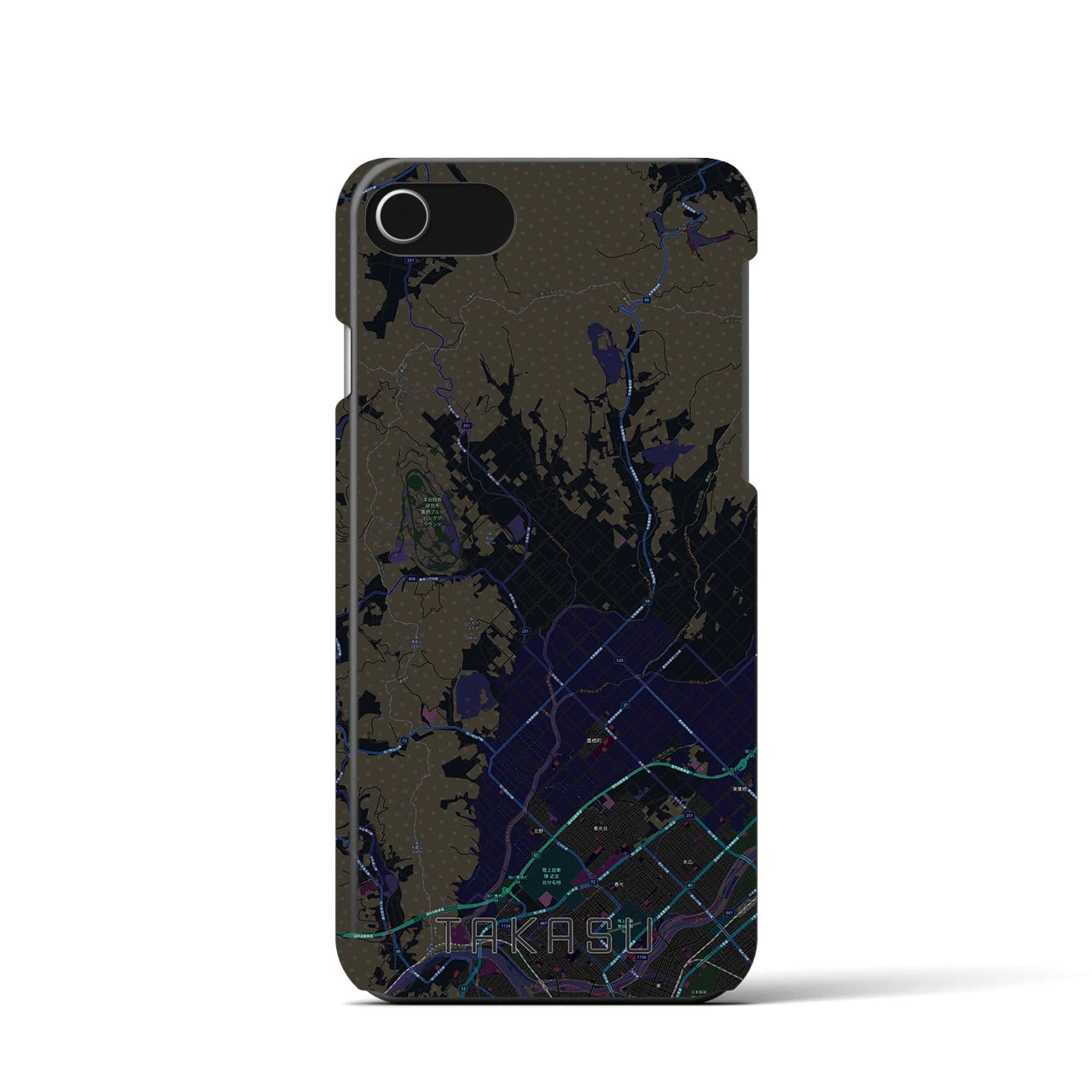 【鷹栖(北海道)】地図柄iPhoneケース(バックカバータイプ)