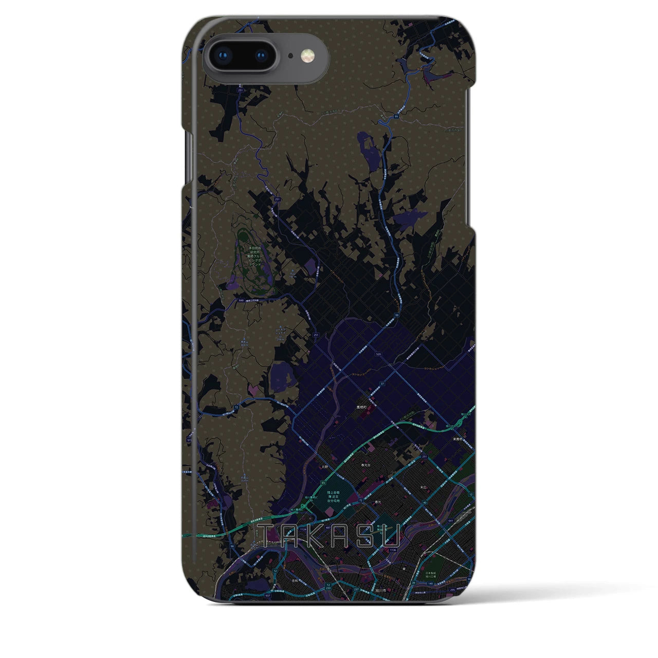 【鷹栖(北海道)】地図柄iPhoneケース(バックカバータイプ)