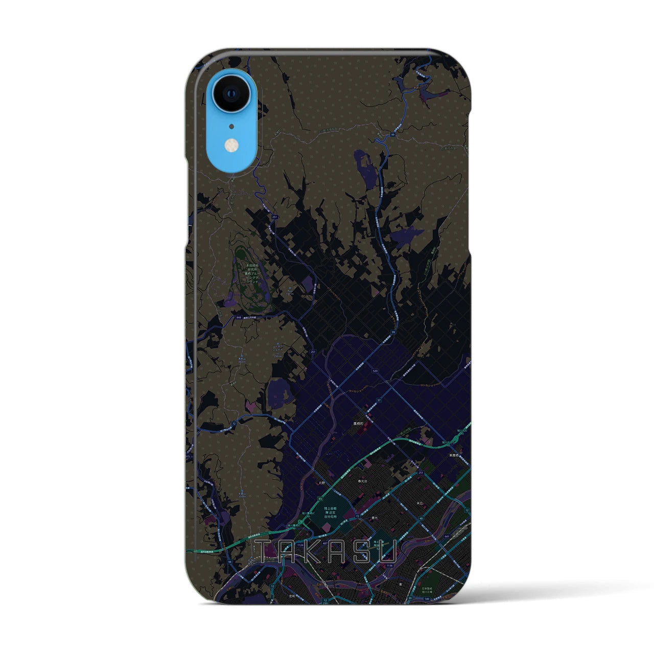 【鷹栖(北海道)】地図柄iPhoneケース(バックカバータイプ)