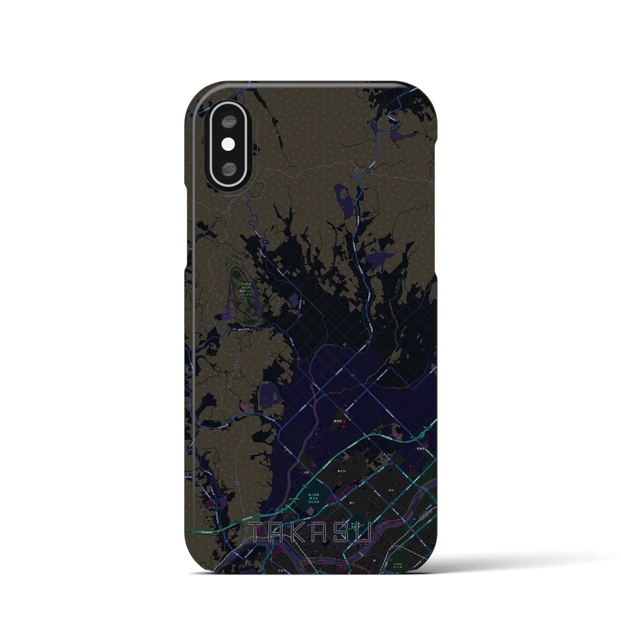 【鷹栖(北海道)】地図柄iPhoneケース(バックカバータイプ)