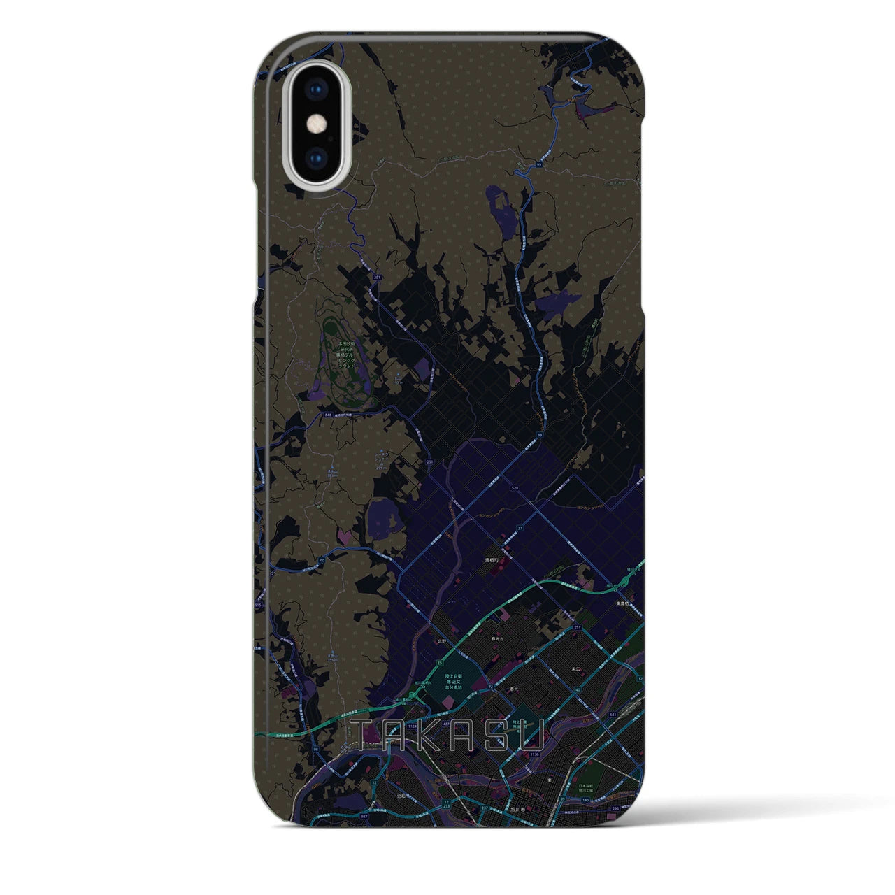 【鷹栖(北海道)】地図柄iPhoneケース(バックカバータイプ)