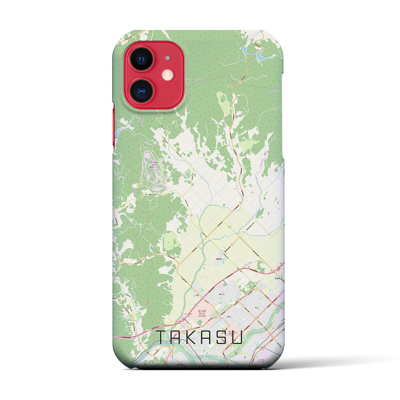 【鷹栖(北海道)】地図柄iPhoneケース(バックカバータイプ)