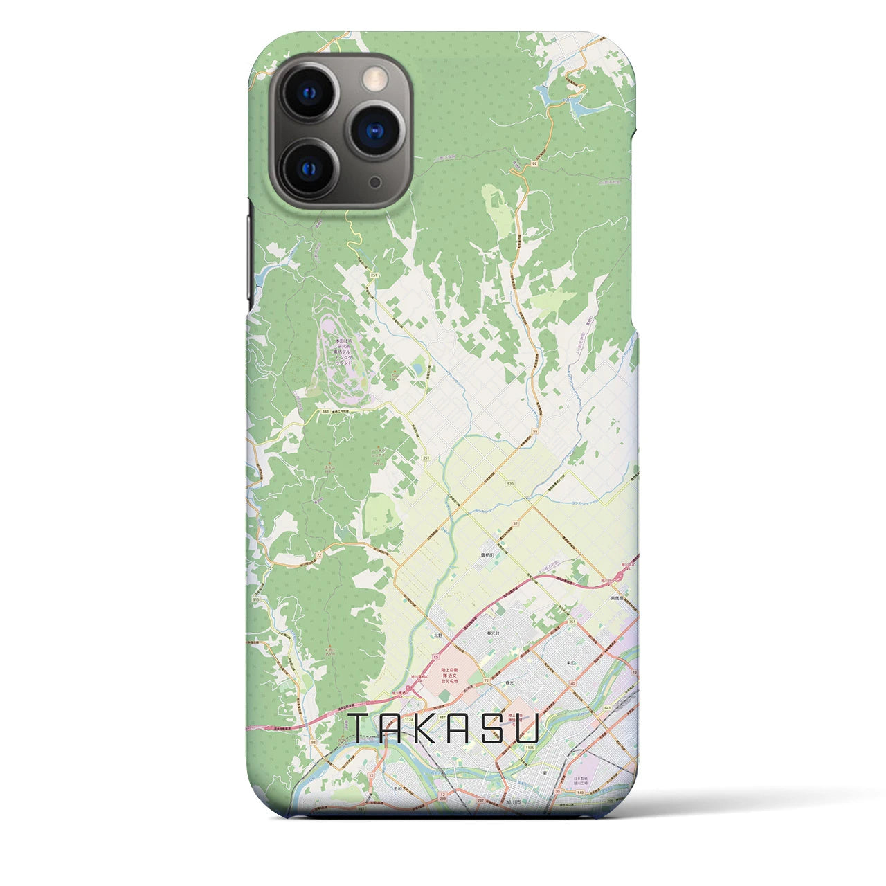 【鷹栖(北海道)】地図柄iPhoneケース(バックカバータイプ)