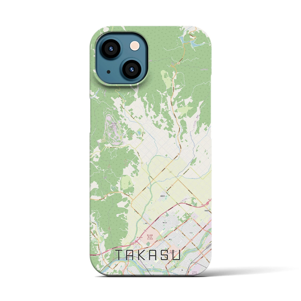 【鷹栖(北海道)】地図柄iPhoneケース(バックカバータイプ)