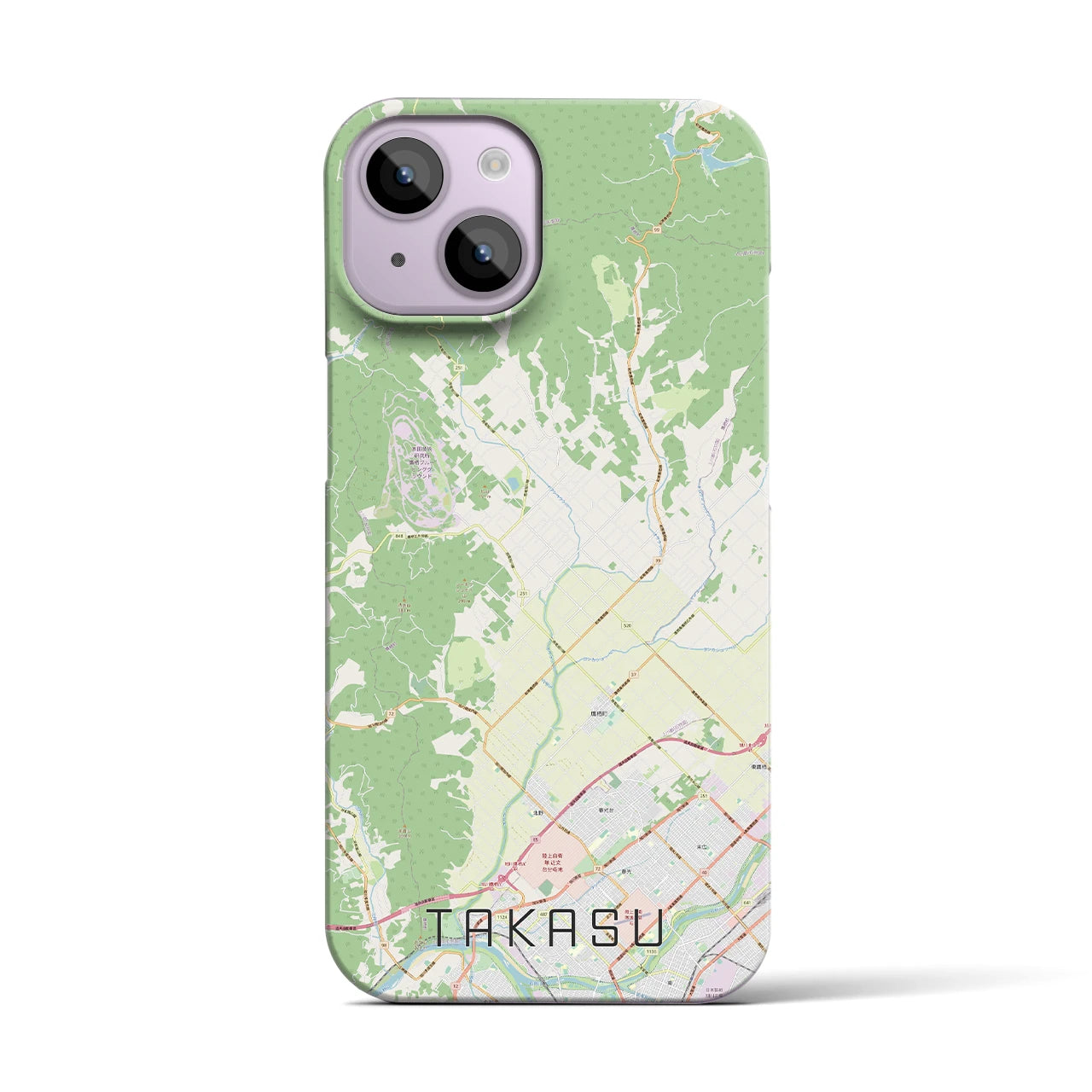【鷹栖(北海道)】地図柄iPhoneケース(バックカバータイプ)