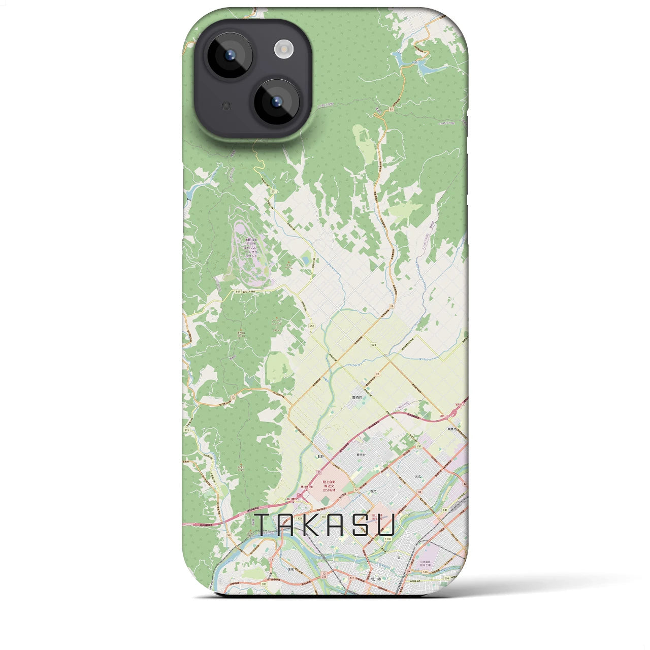 【鷹栖(北海道)】地図柄iPhoneケース(バックカバータイプ)