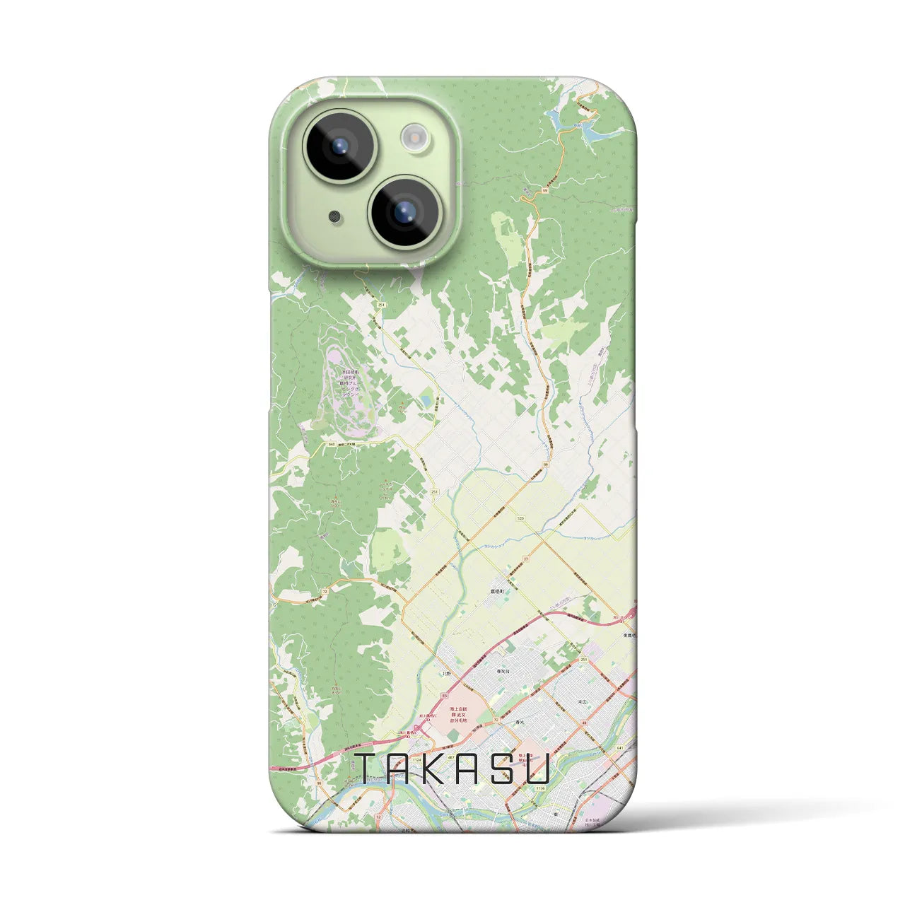 【鷹栖(北海道)】地図柄iPhoneケース(バックカバータイプ)