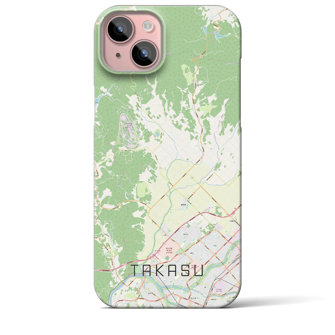 【鷹栖(北海道)】地図柄iPhoneケース(バックカバータイプ)