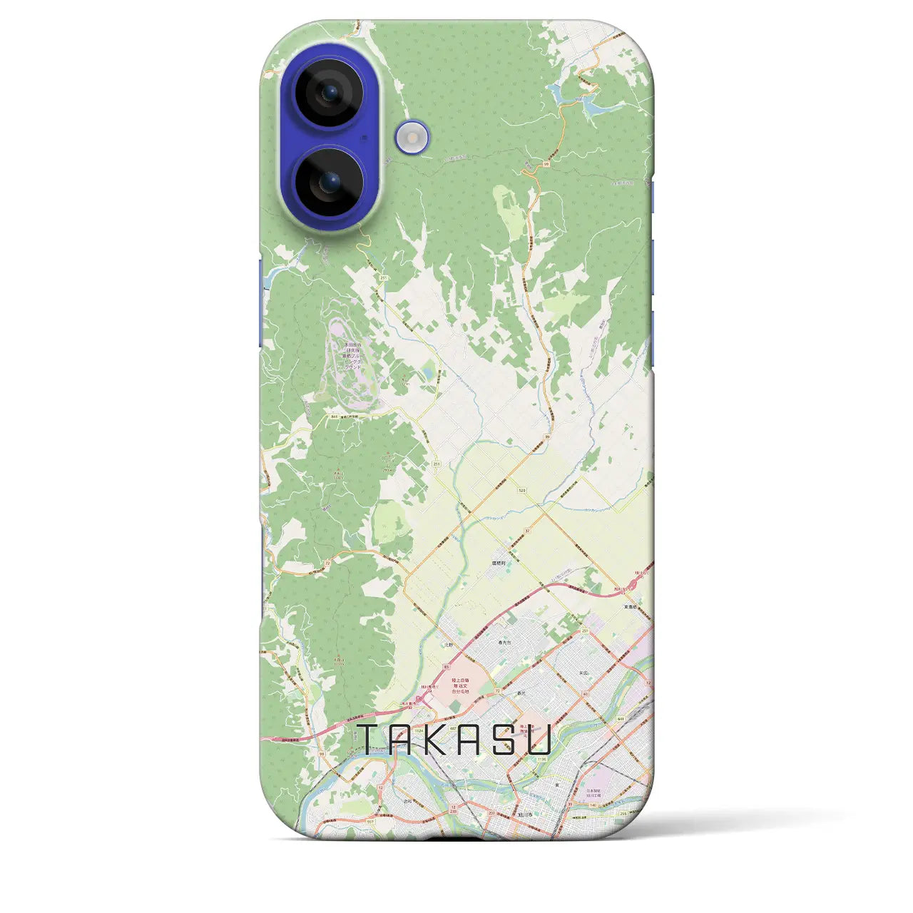 【鷹栖(北海道)】地図柄iPhoneケース(バックカバータイプ)