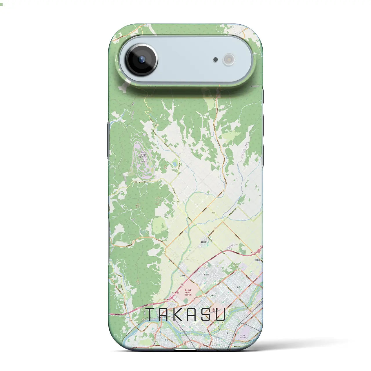 【鷹栖(北海道)】地図柄iPhoneケース(バックカバータイプ)ブラック・iPhone 17 Pro Max 用