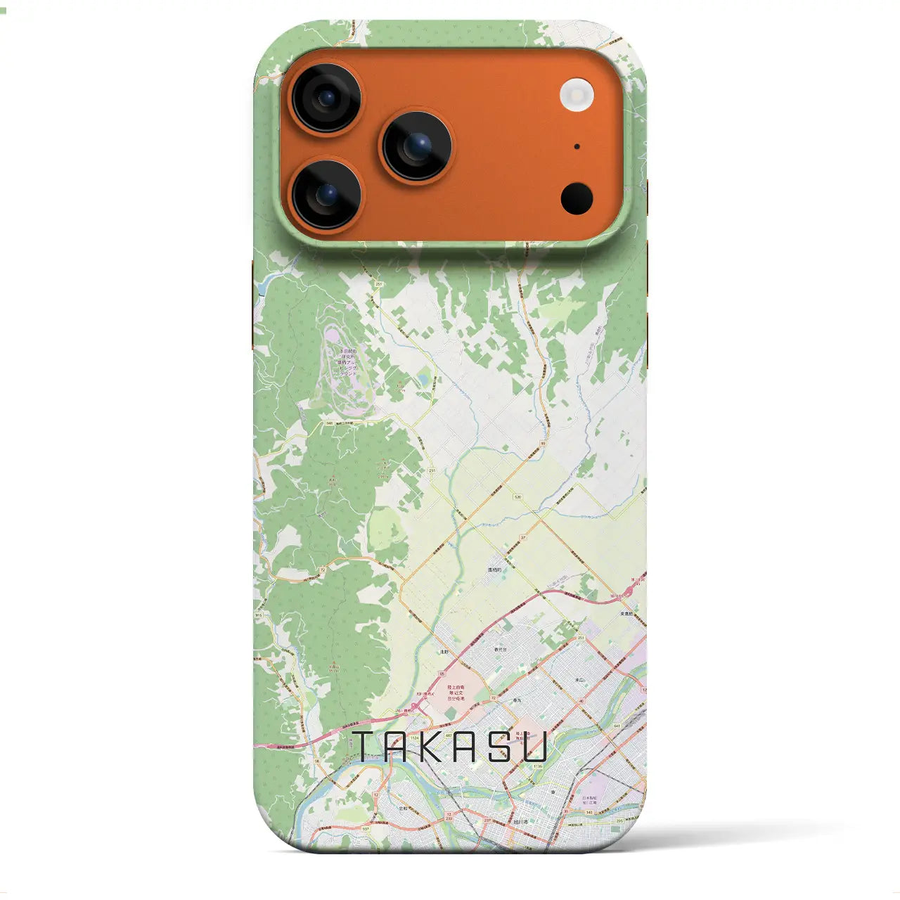 【鷹栖(北海道)】地図柄iPhoneケース(バックカバータイプ)