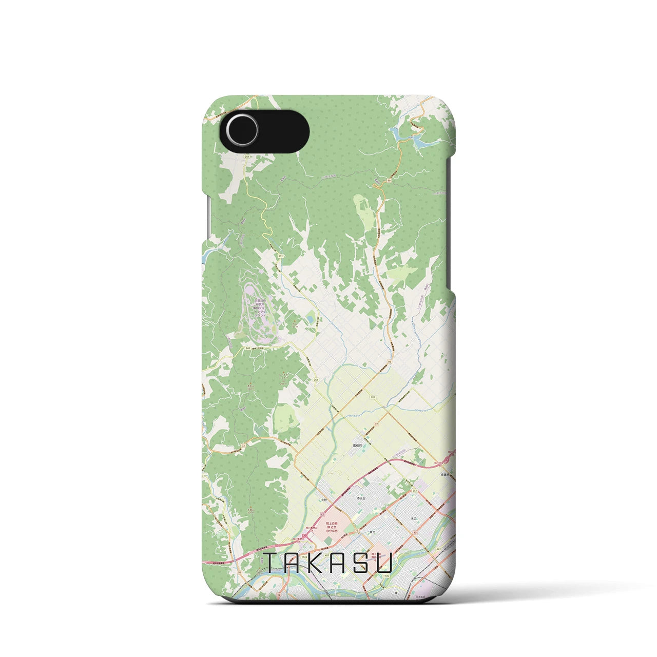 【鷹栖(北海道)】地図柄iPhoneケース(バックカバータイプ)