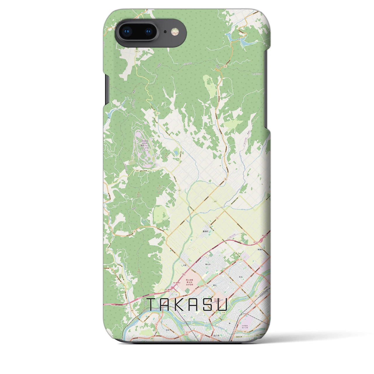 【鷹栖(北海道)】地図柄iPhoneケース(バックカバータイプ)