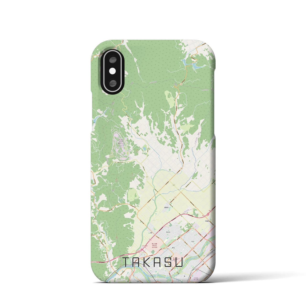 【鷹栖(北海道)】地図柄iPhoneケース(バックカバータイプ)