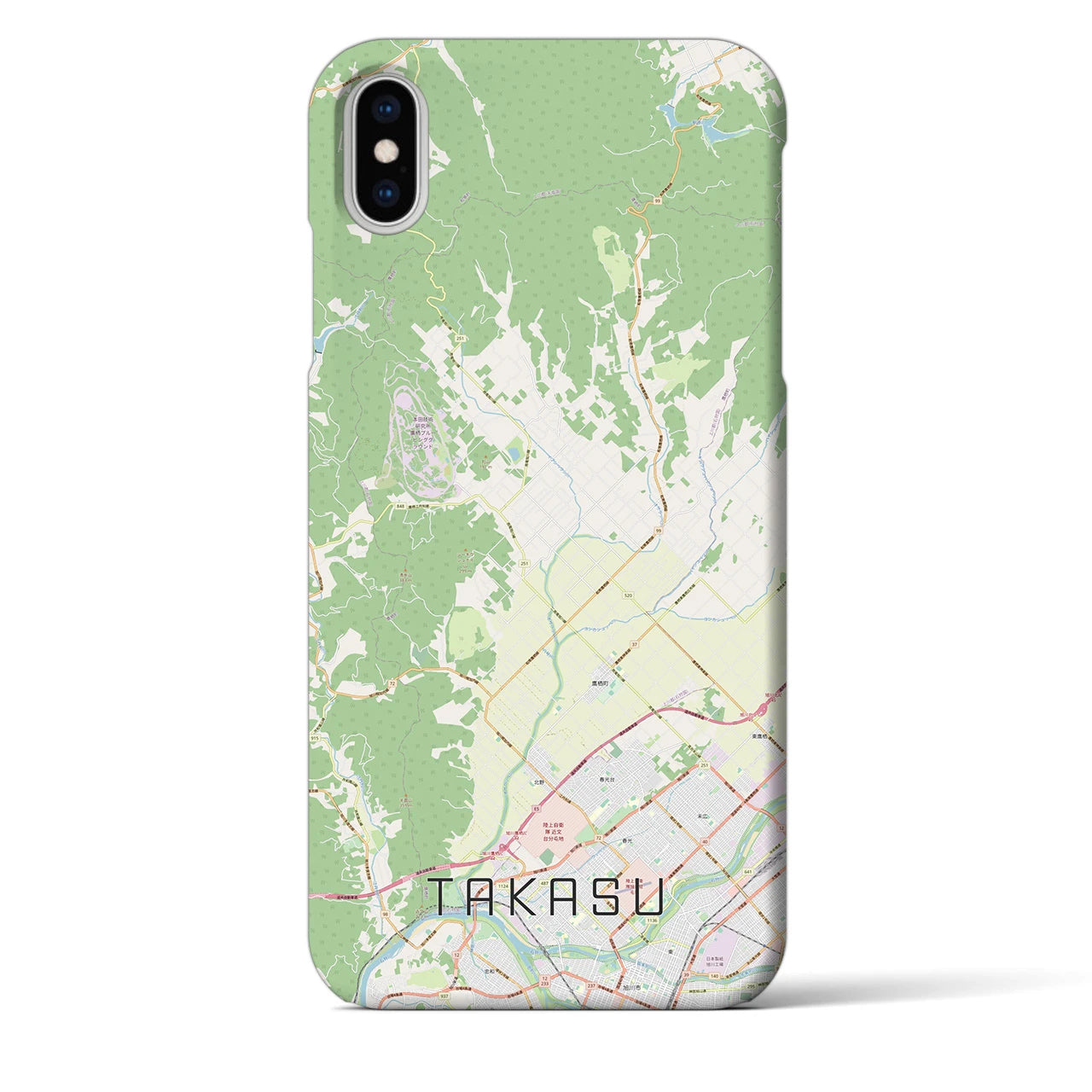 【鷹栖(北海道)】地図柄iPhoneケース(バックカバータイプ)