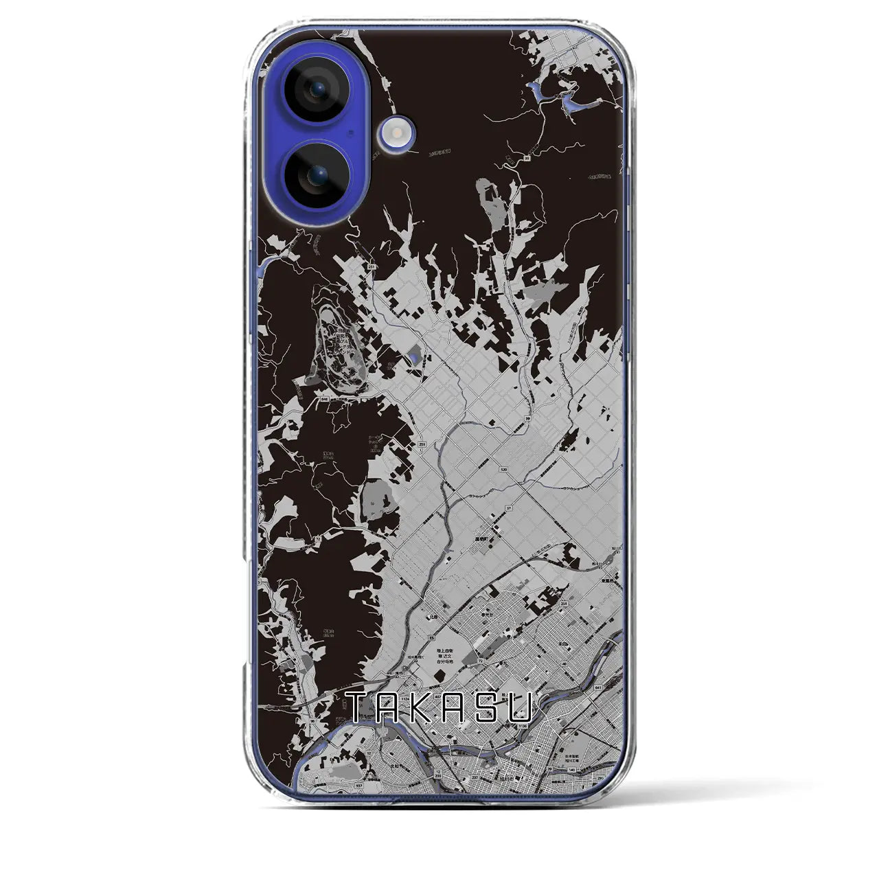 【鷹栖(北海道)】地図柄iPhoneケース(クリアタイプ)モノトーン・iPhone 16 Pro Max 用