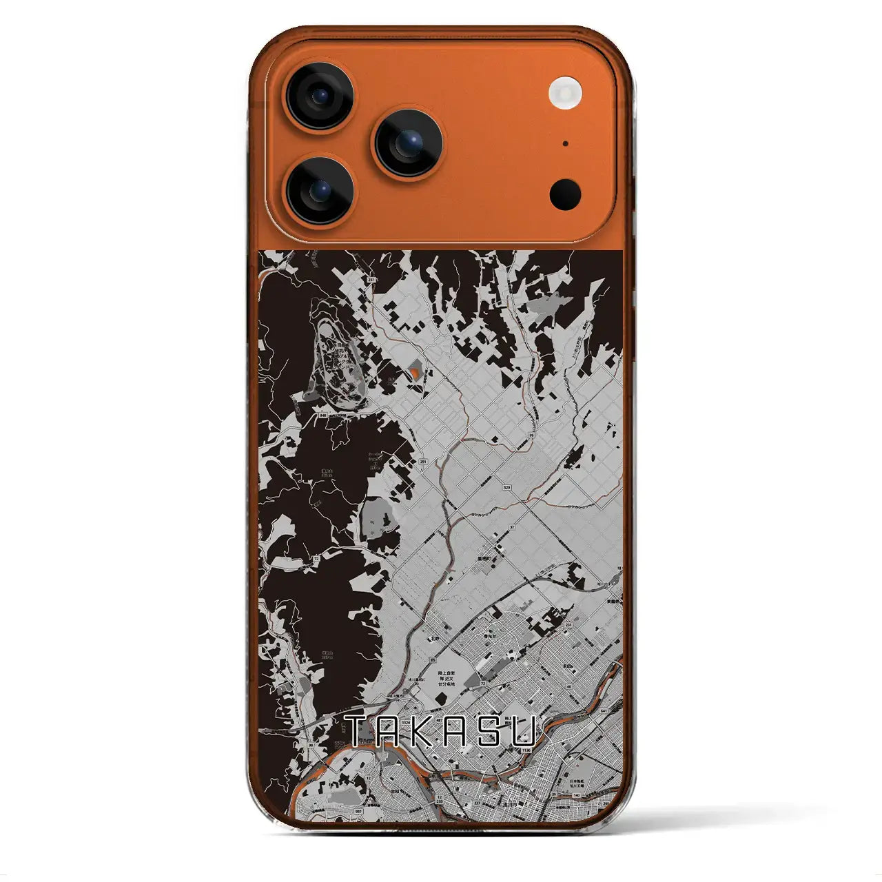 【鷹栖(北海道)】地図柄iPhoneケース(クリアタイプ)モノトーン・iPhone 17 Pro Max 用