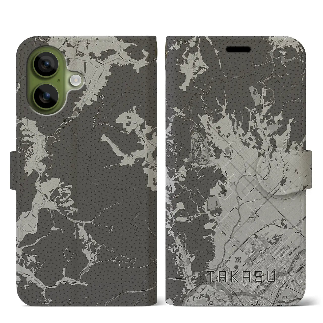 【鷹栖(北海道)】地図柄iPhoneケース(手帳タイプ)