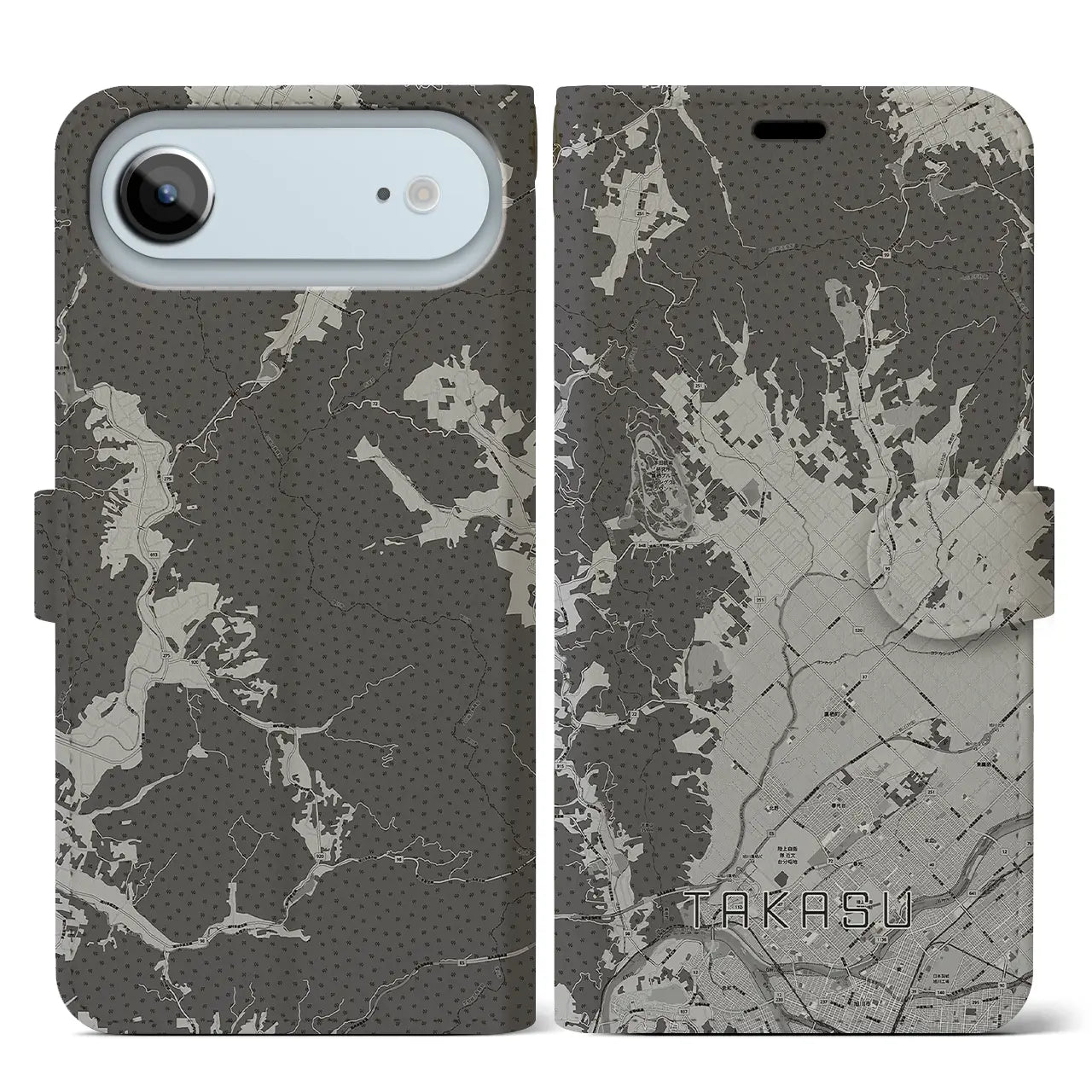 【鷹栖(北海道)】地図柄iPhoneケース(手帳タイプ)