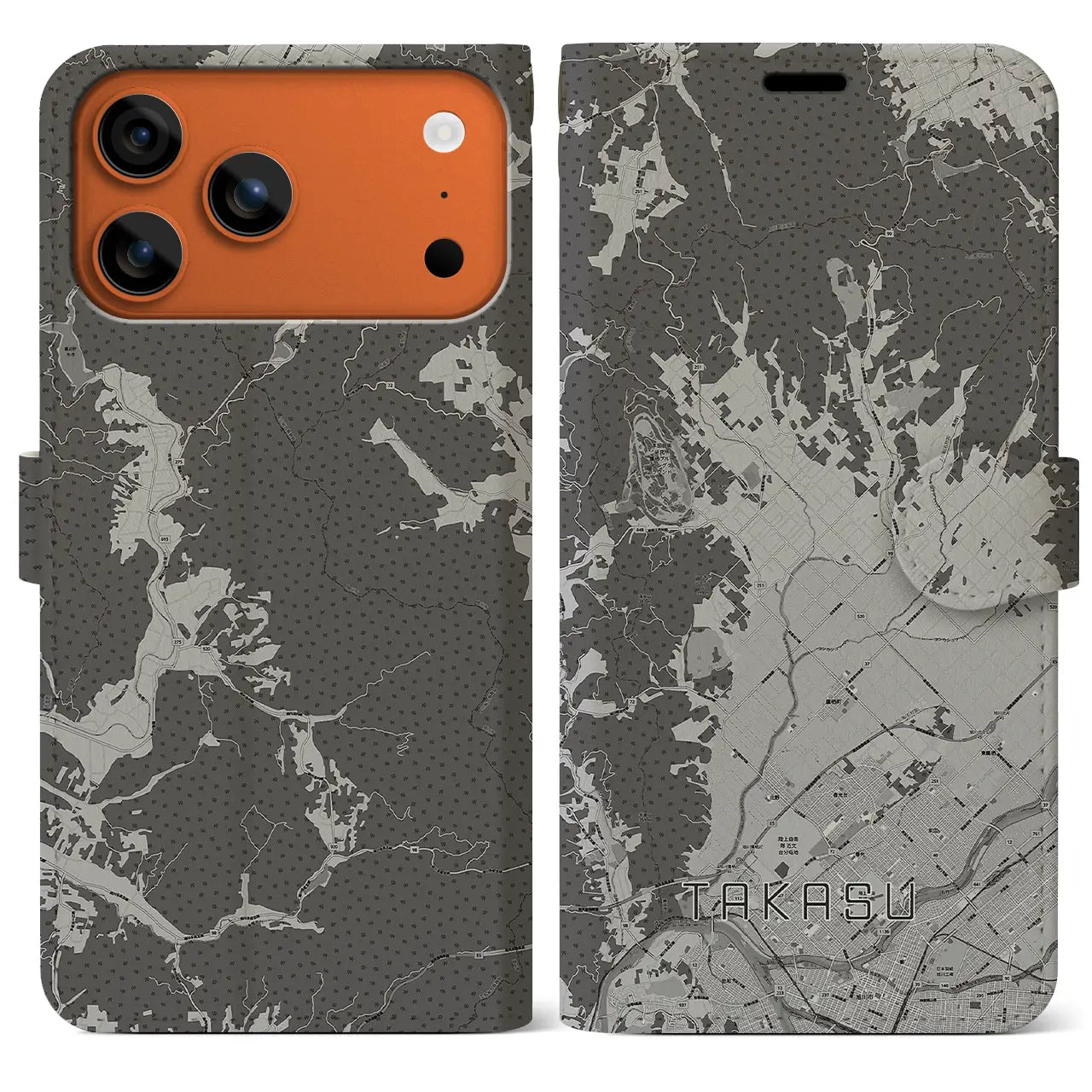 【鷹栖(北海道)】地図柄iPhoneケース(手帳タイプ)