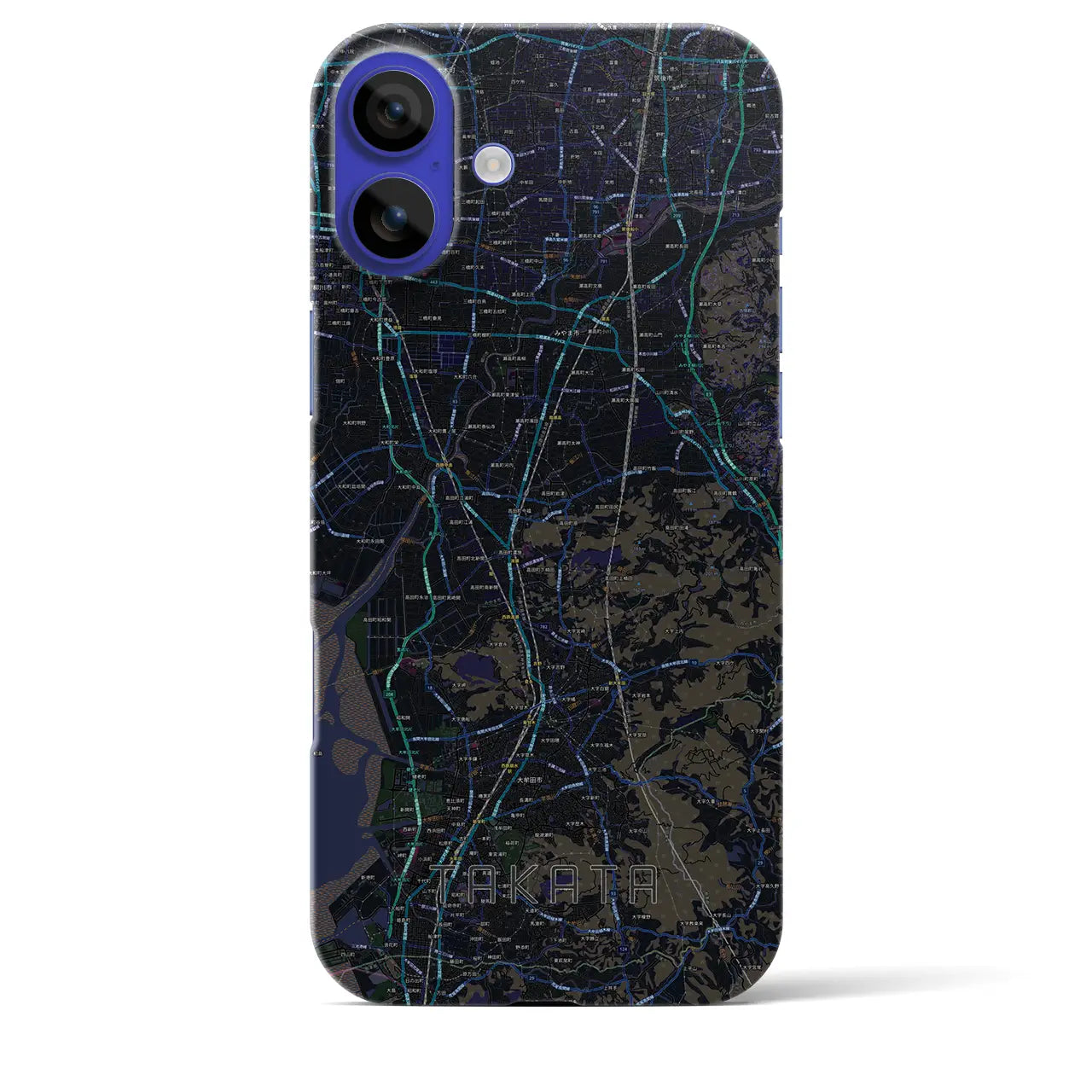 【高田(福岡県)】地図柄iPhoneケース(バックカバータイプ)