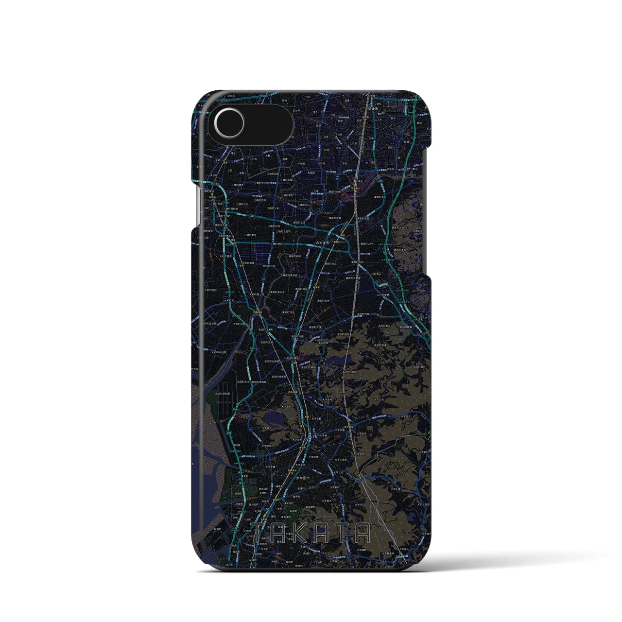 【高田(福岡県)】地図柄iPhoneケース(バックカバータイプ)