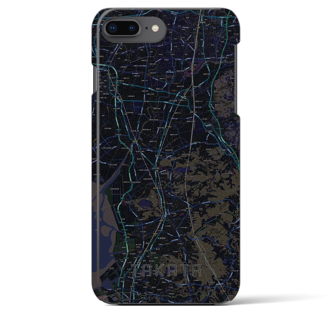 【高田(福岡県)】地図柄iPhoneケース(バックカバータイプ)