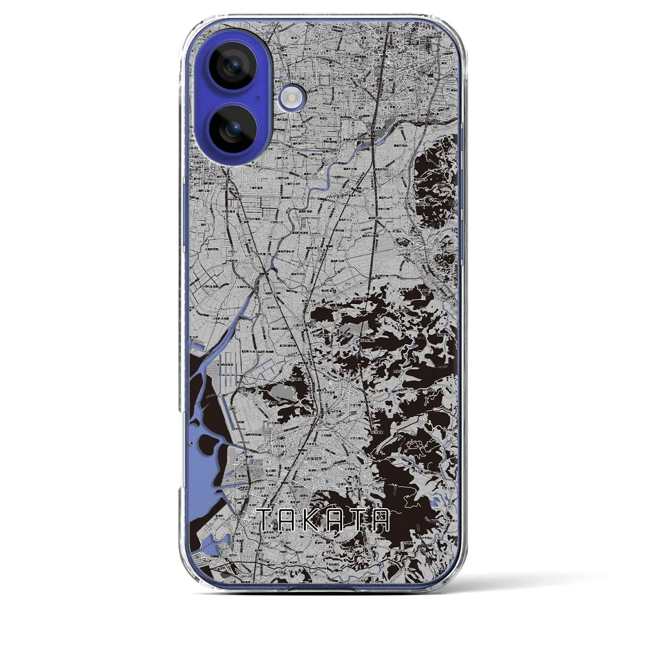 【高田(福岡県)】地図柄iPhoneケース(クリアタイプ)モノトーン・iPhone 16 Pro Max 用