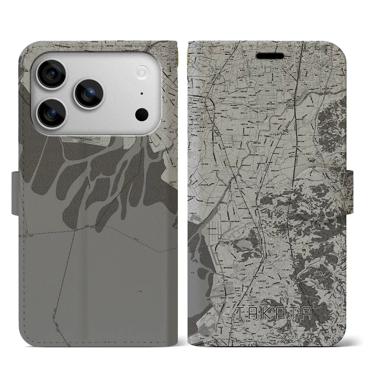 【高田(福岡県)】地図柄iPhoneケース(手帳タイプ)