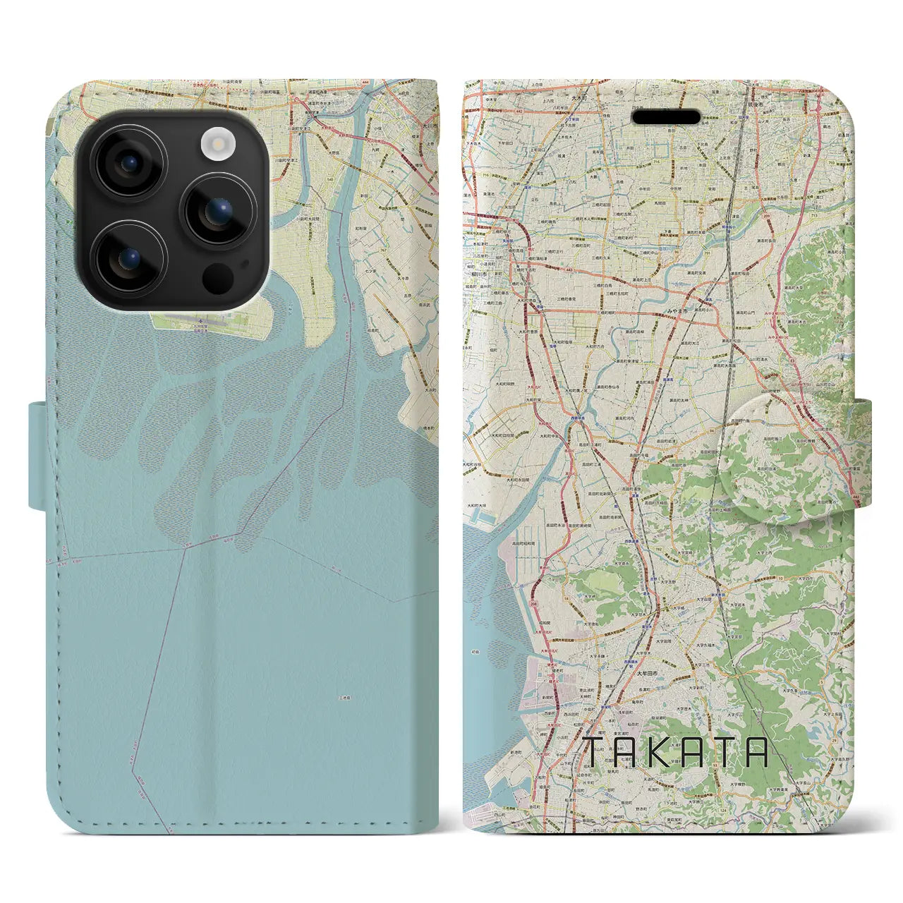 【高田(福岡県)】地図柄iPhoneケース(手帳タイプ)