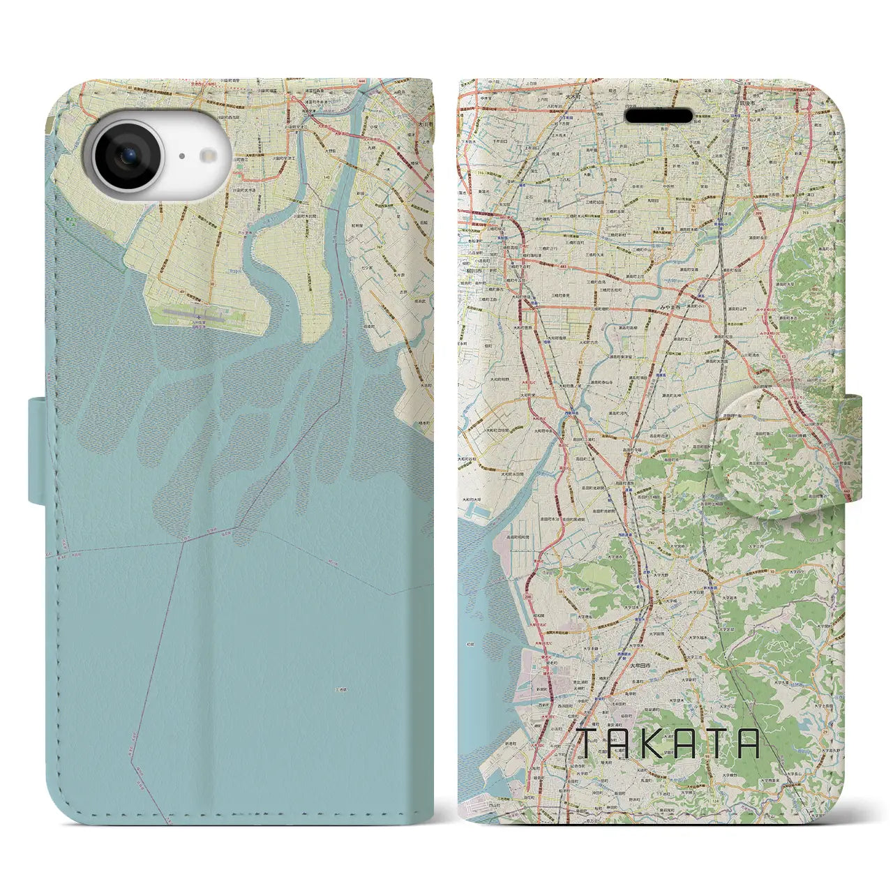 【高田(福岡県)】地図柄iPhoneケース(手帳タイプ)