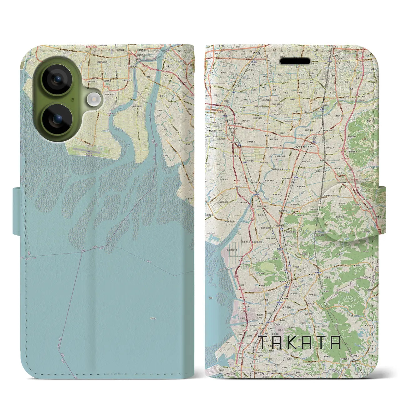 【高田(福岡県)】地図柄iPhoneケース(手帳タイプ)