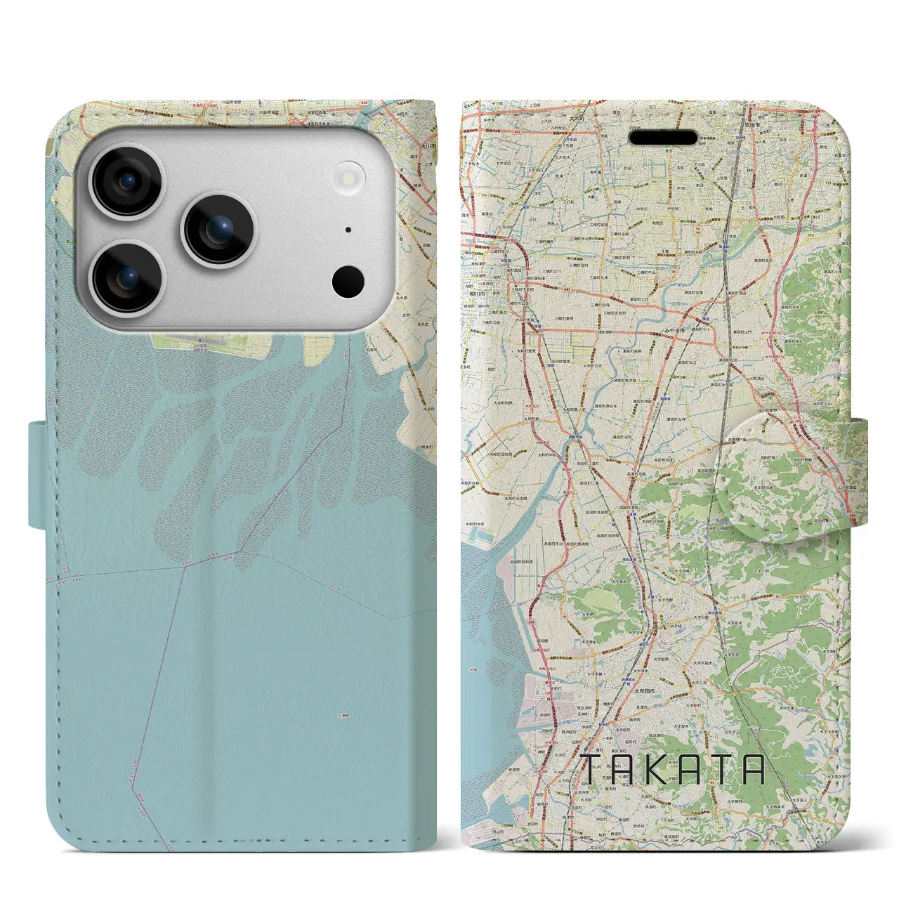 【高田(福岡県)】地図柄iPhoneケース(手帳タイプ)