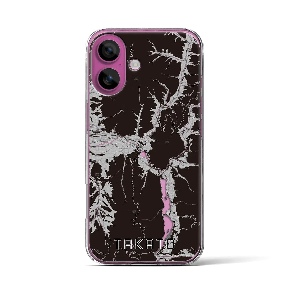 【高遠(長野県)】地図柄iPhoneケース(クリアタイプ)モノトーン・iPhone 16 Pro 用