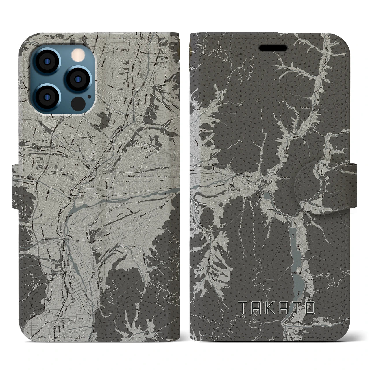 【高遠(長野県)】地図柄iPhoneケース(手帳タイプ)