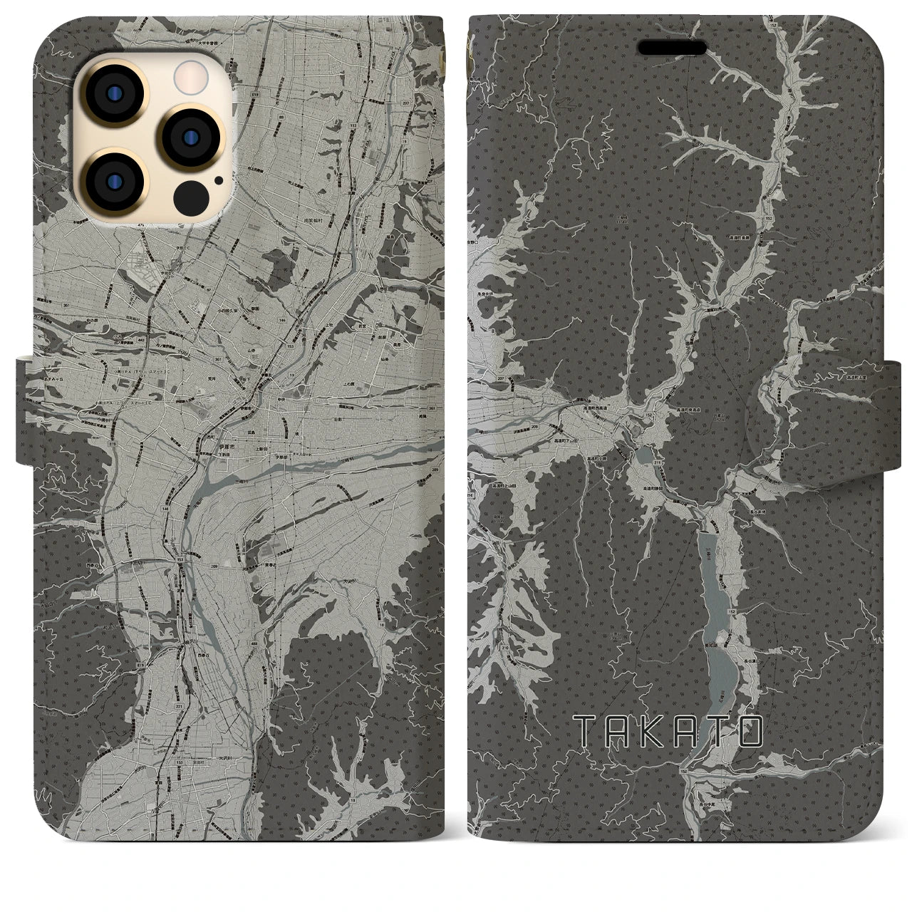 【高遠(長野県)】地図柄iPhoneケース(手帳タイプ)