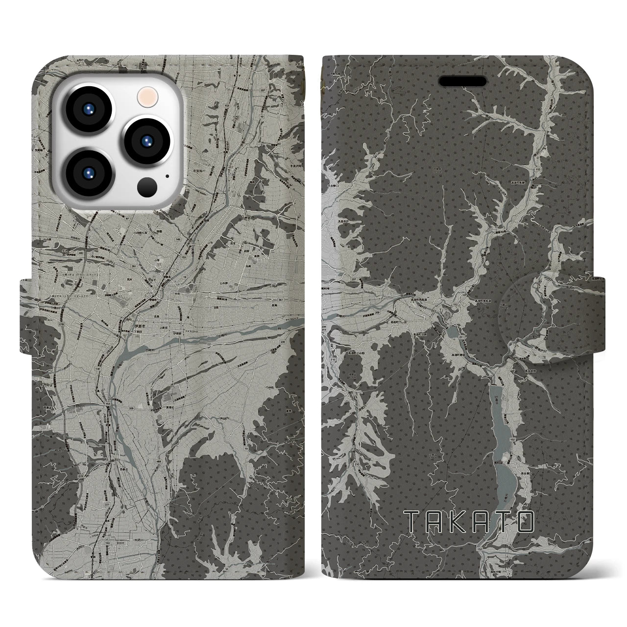 【高遠(長野県)】地図柄iPhoneケース(手帳タイプ)