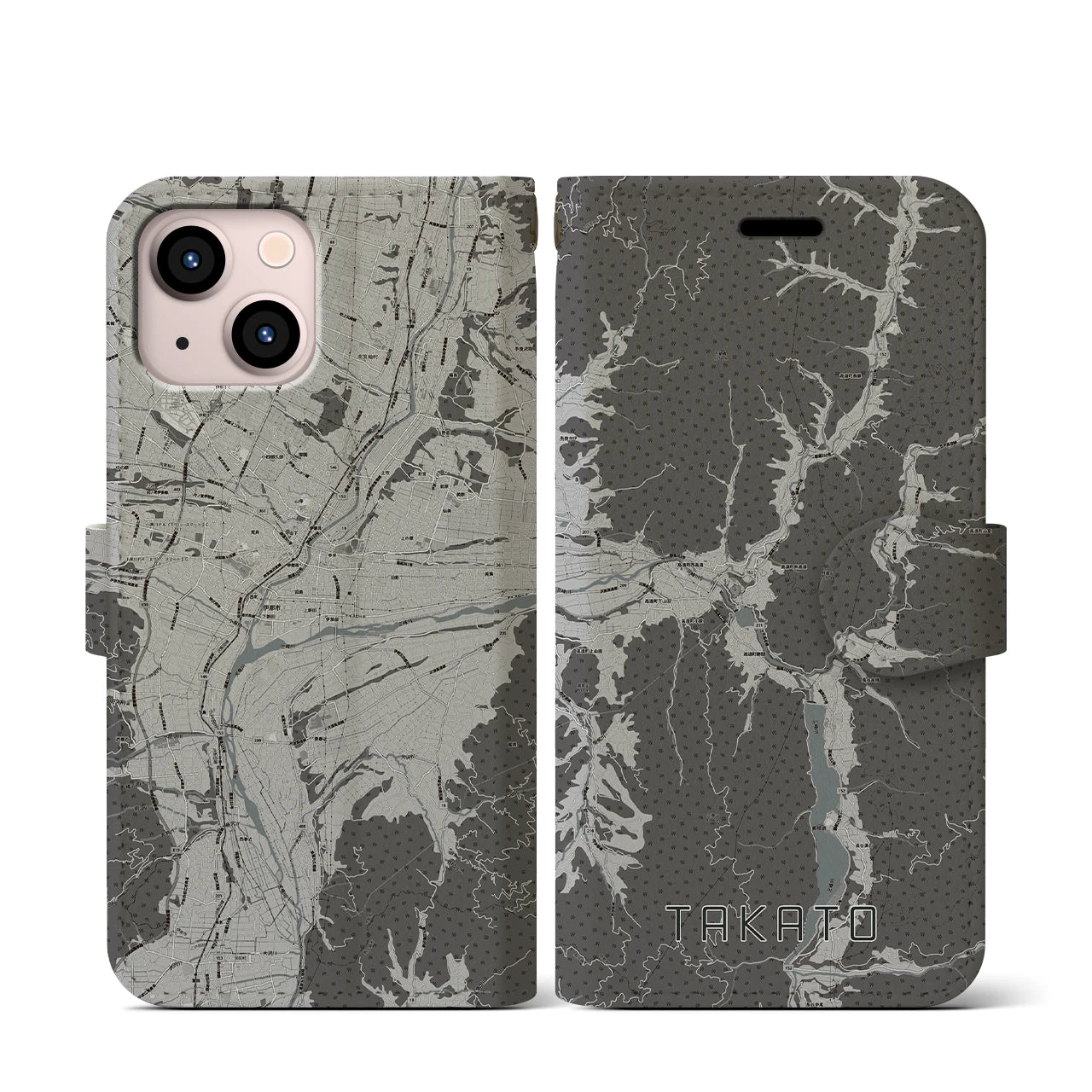 【高遠(長野県)】地図柄iPhoneケース(手帳タイプ)