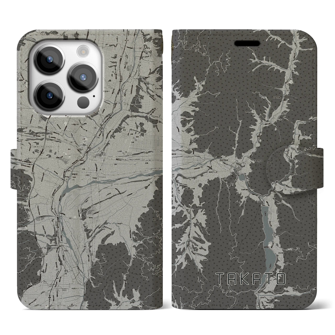 【高遠(長野県)】地図柄iPhoneケース(手帳タイプ)