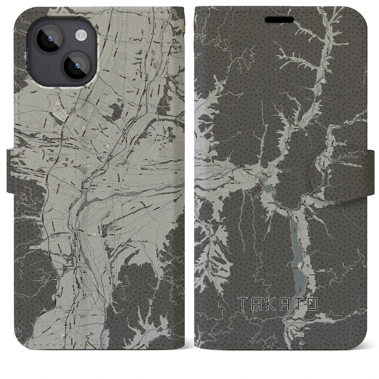 【高遠(長野県)】地図柄iPhoneケース(手帳タイプ)