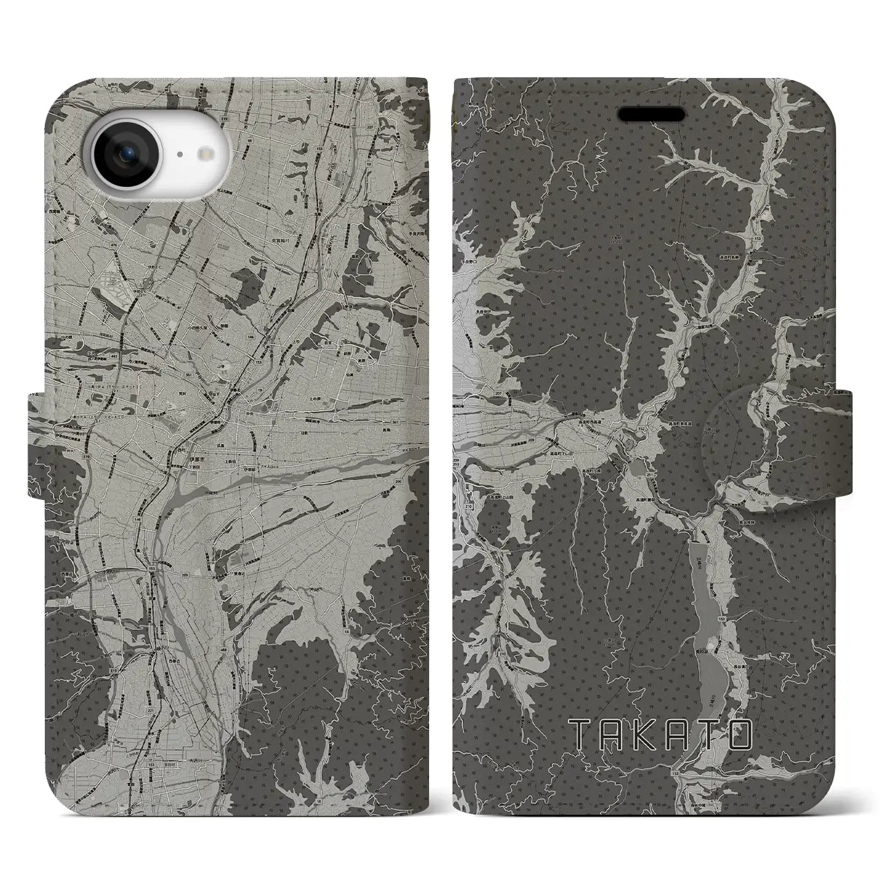 【高遠(長野県)】地図柄iPhoneケース(手帳タイプ)