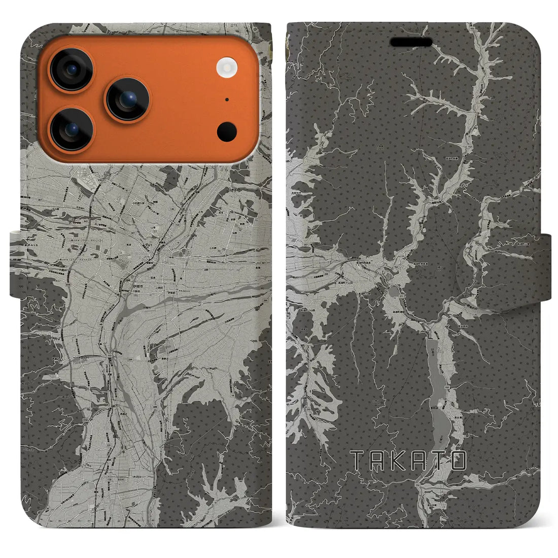 【高遠(長野県)】地図柄iPhoneケース(手帳タイプ)