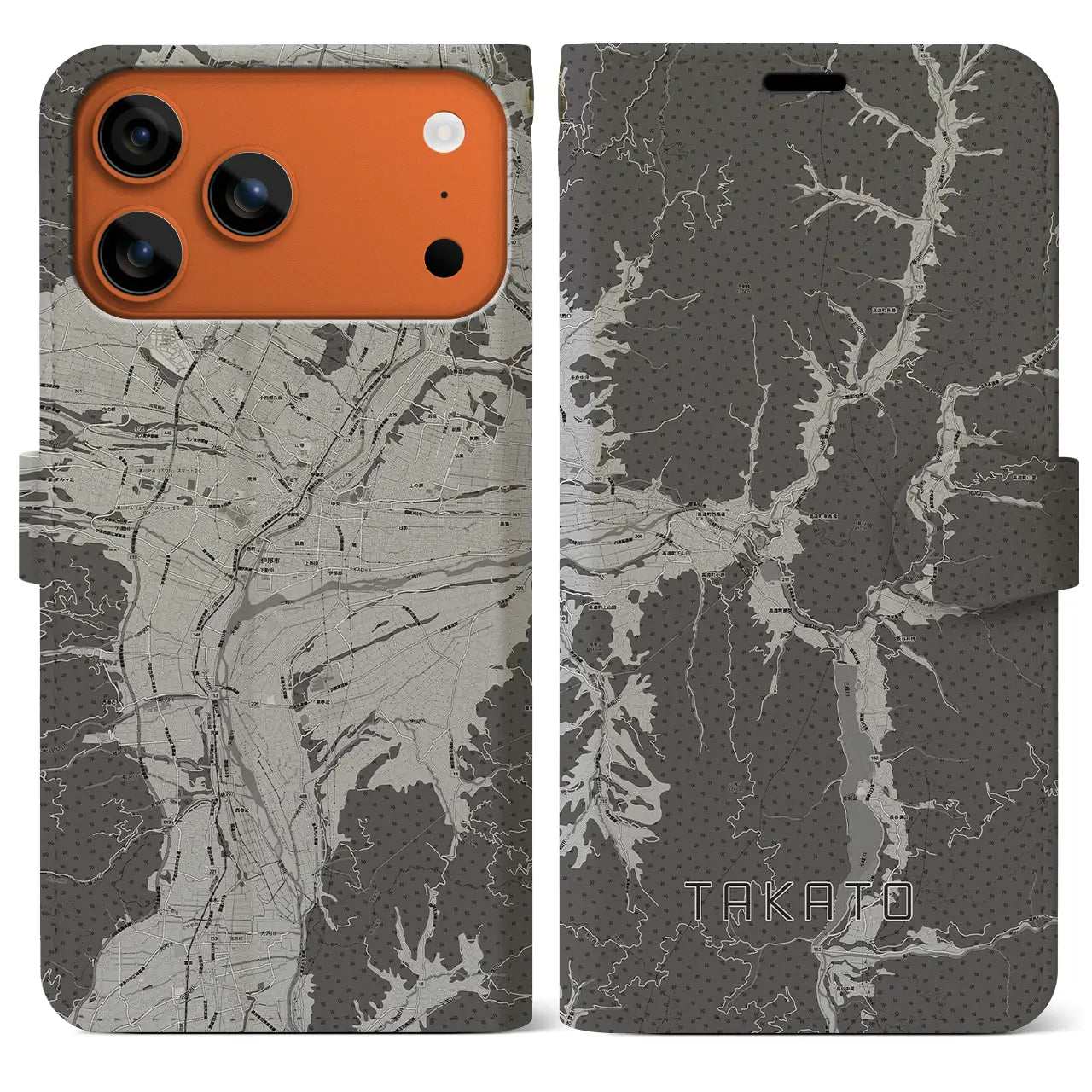 【高遠(長野県)】地図柄iPhoneケース(手帳タイプ)