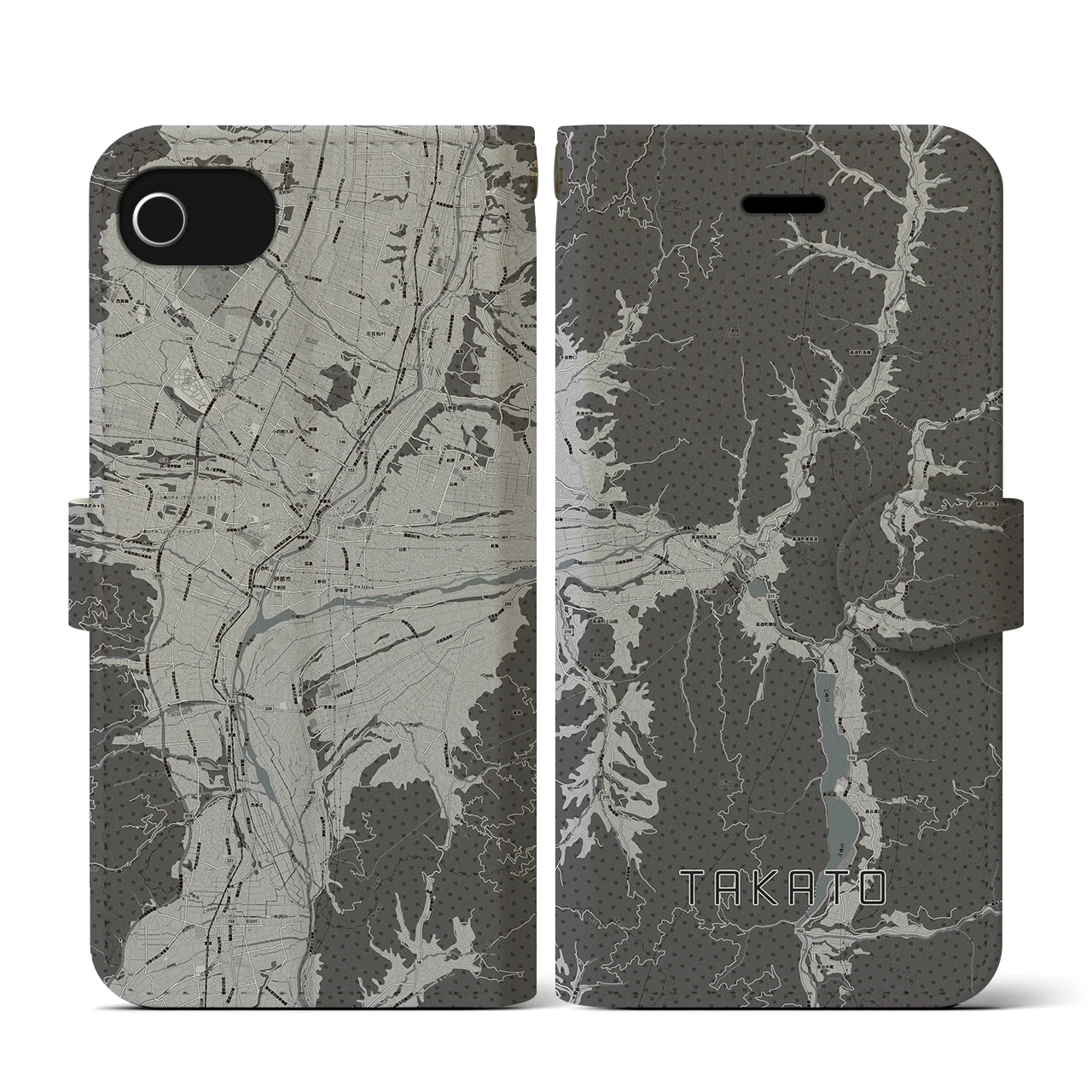 【高遠(長野県)】地図柄iPhoneケース(手帳タイプ)