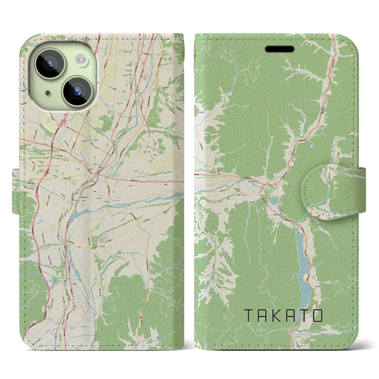 【高遠(長野県)】地図柄iPhoneケース(手帳タイプ)