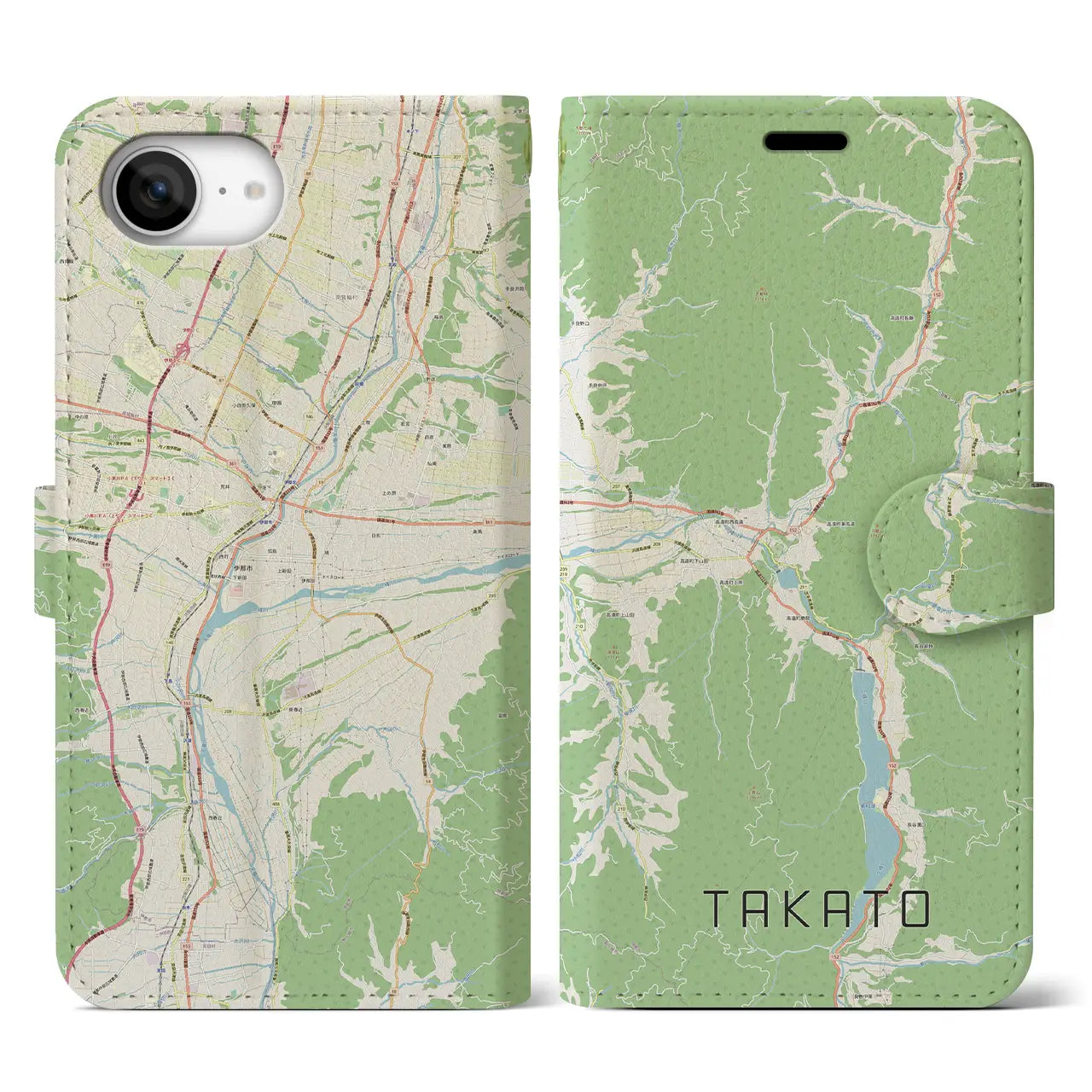 【高遠(長野県)】地図柄iPhoneケース(手帳タイプ)