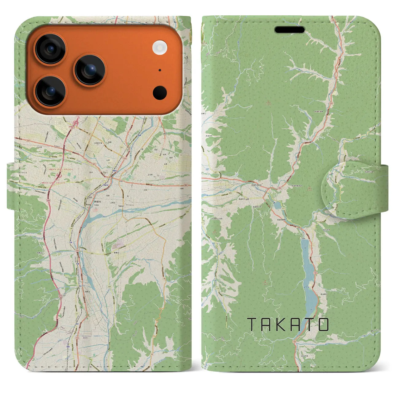 【高遠(長野県)】地図柄iPhoneケース(手帳タイプ)