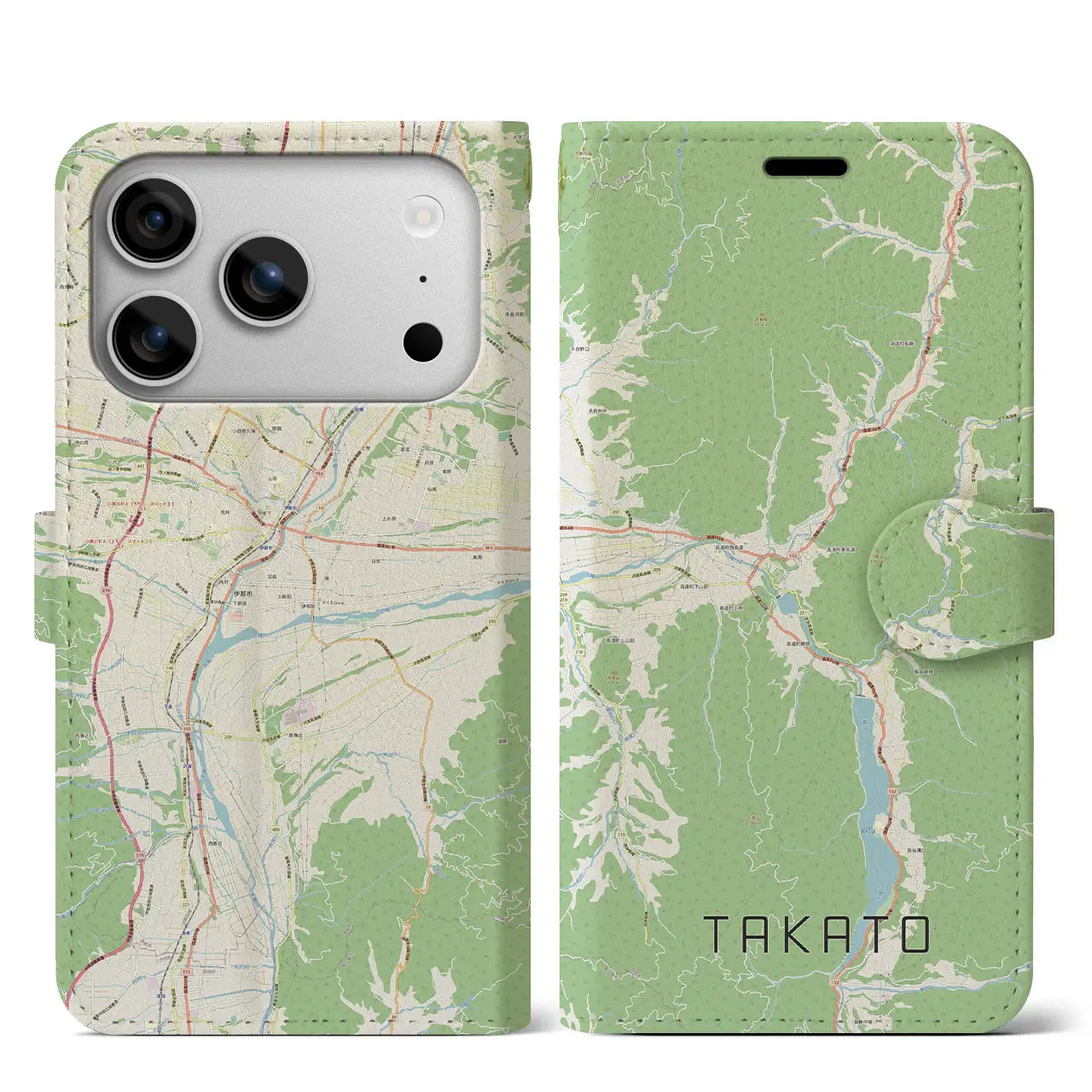 【高遠(長野県)】地図柄iPhoneケース(手帳タイプ)