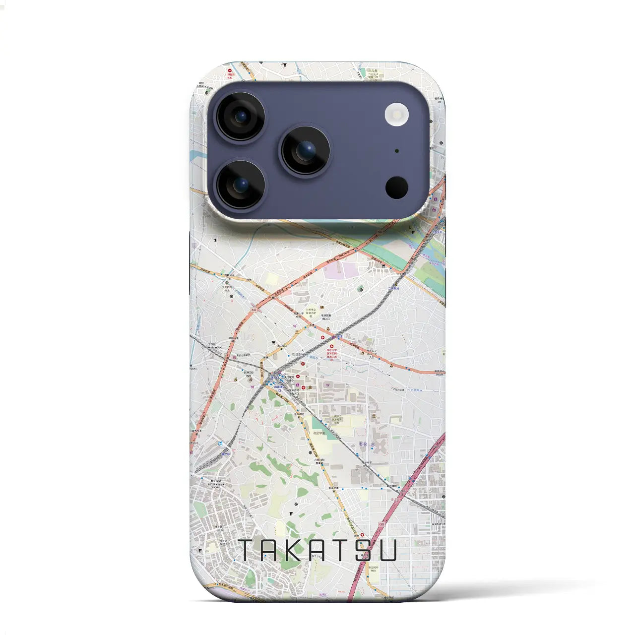 【高津(神奈川県)】地図柄iPhoneケース(バックカバータイプ)ブラック・iPhone 17 Pro Max 用