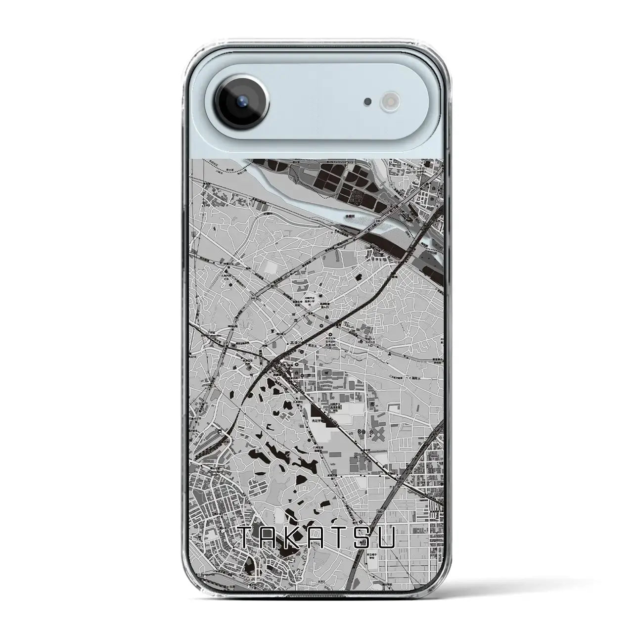 【高津(神奈川県)】地図柄iPhoneケース(クリアタイプ)モノトーン・iPhone 17 Pro Max 用